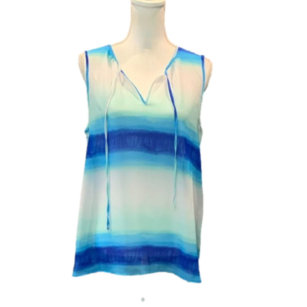 AB Studio Blue Ombre Sleeveless Top - Size Large